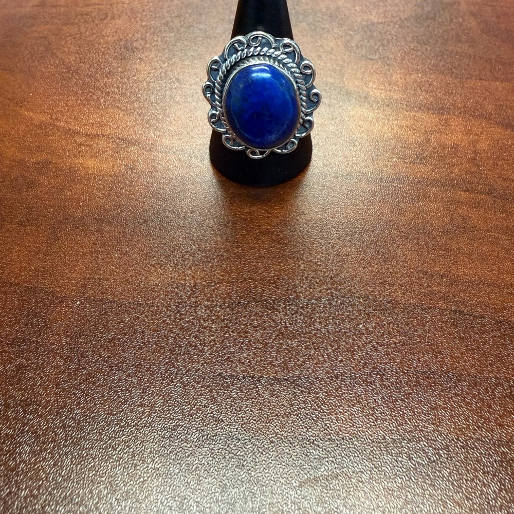 Vintage Lapis Lazuli Sterling Silver Ring Size 7.5